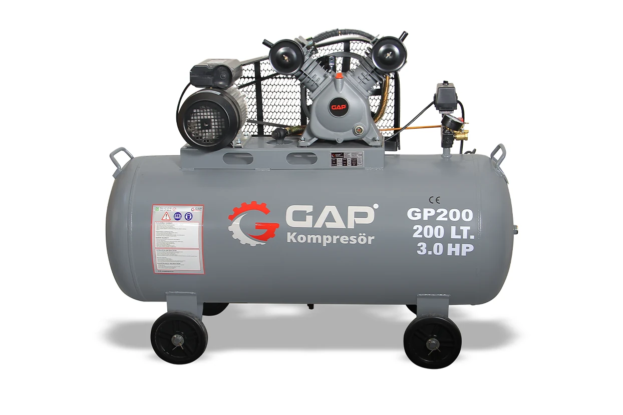 200 lt 2 Kafa 8 Bar 3 Hp Pistonlu Hava Kompresörü - GP 200