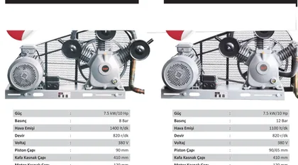 500 Litre hava tankı ile kullanımına uygun